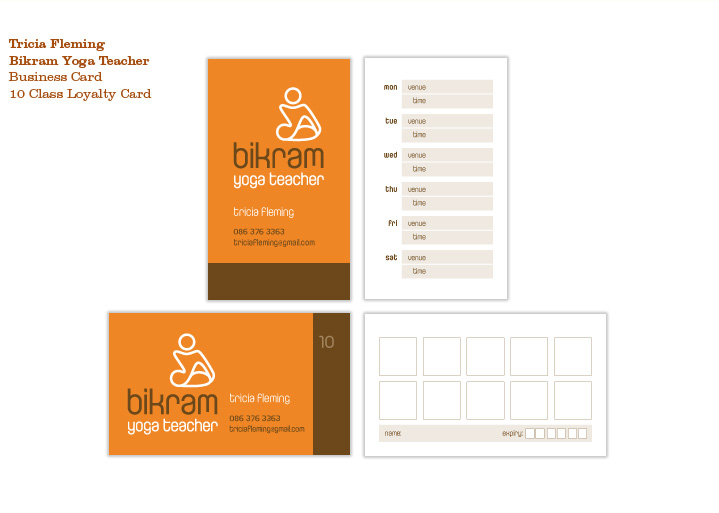 Tricia Fleming, Bikram Yoga Teacher, Business Card, Loyalty Card Tricia Fleming, Bikram Yoga Teacher, Business Card, Loyalty Card