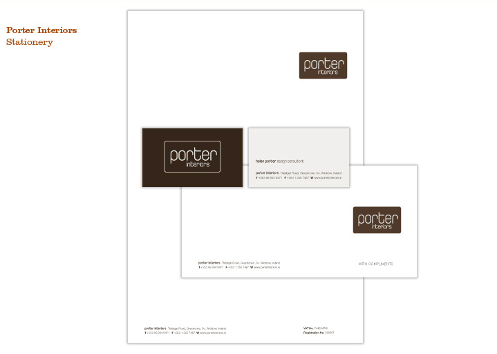 Porter Interiors, Samples of stationery Porter Interiors, Samples of stationery