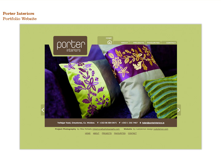 Porter Interiors, Portfolio website design and branding